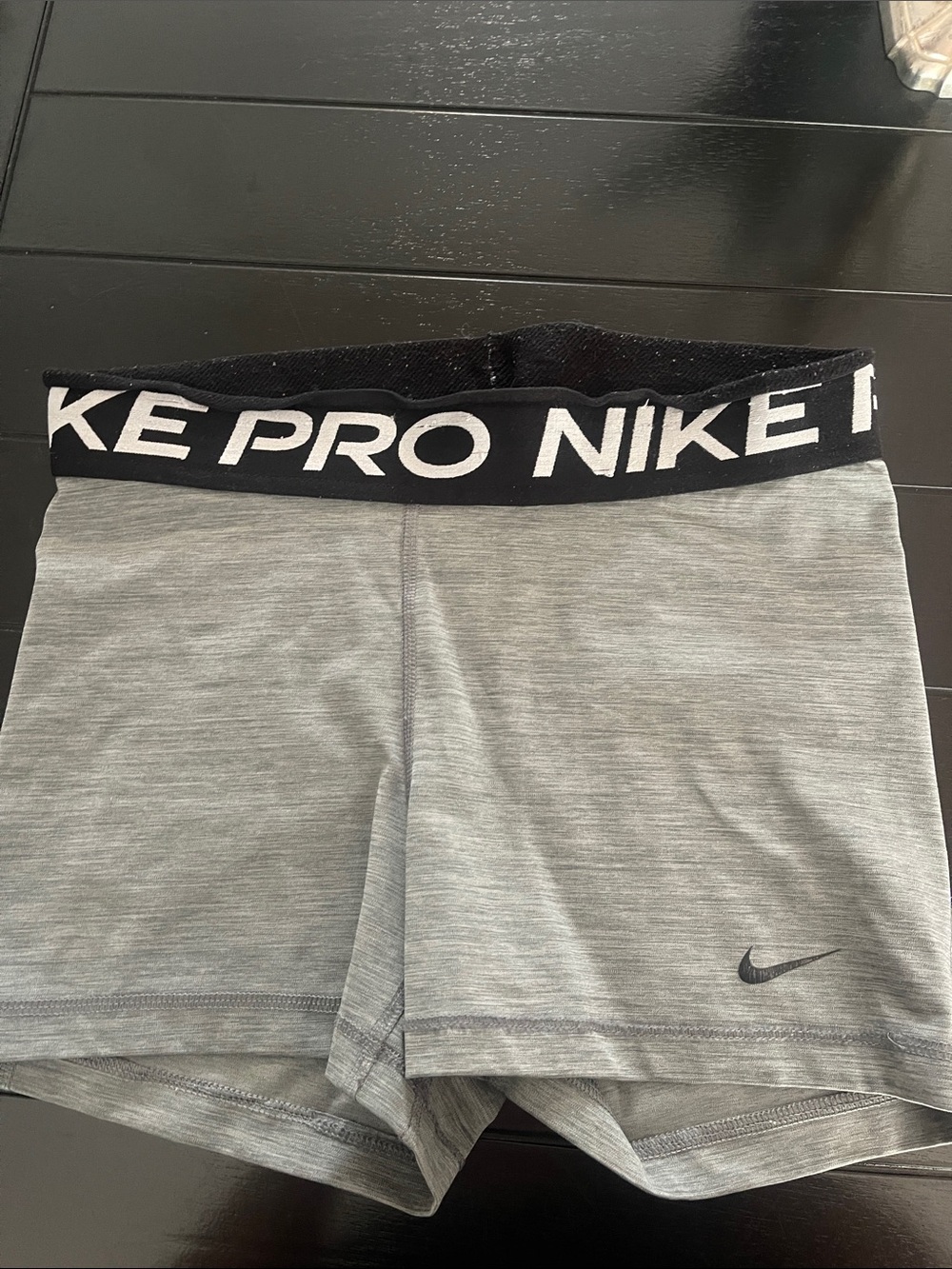 Nike Grey Pro Performance Shorts with Black Waistband